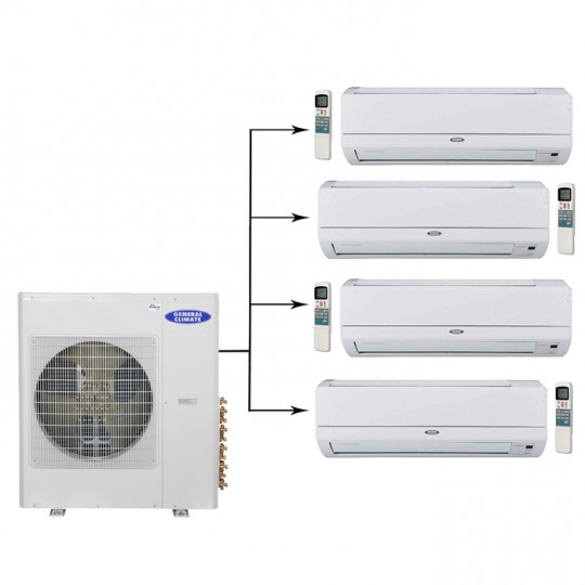Мульти сплит-система на 4 комнаты General Climate GU-M4E36H1/GC-ME07HRI*4шт