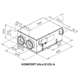 Компактная приточно-вытяжная установка с рекуперацией тепла Blauberg KOMFORT Ultra D 105 A