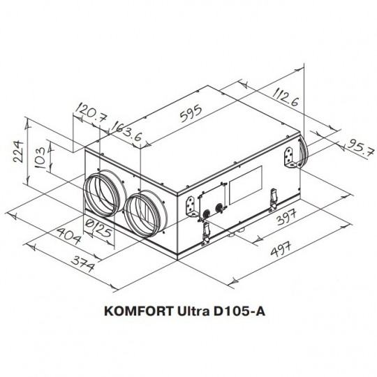 Компактная приточно-вытяжная установка с рекуперацией тепла Blauberg KOMFORT Ultra D 105 A